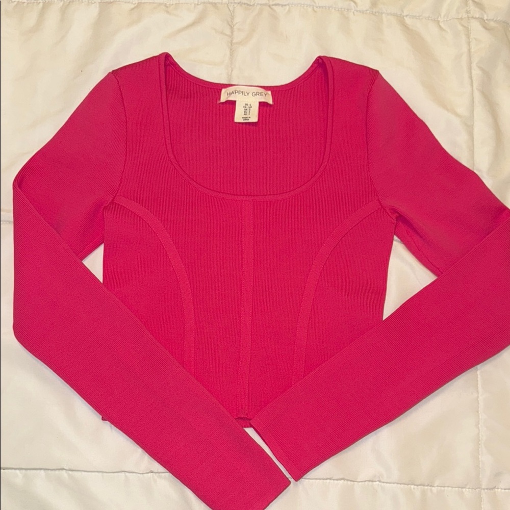 Happily Grey Red Long Sleeve Top